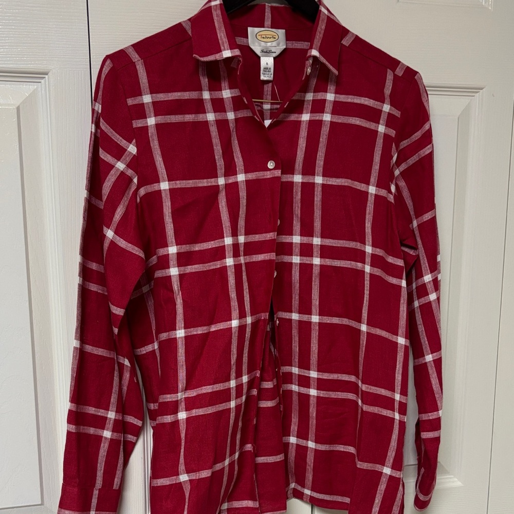 Talbots Red Plaid Blouse